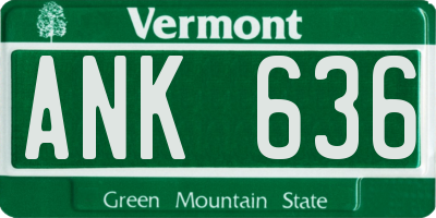 VT license plate ANK636
