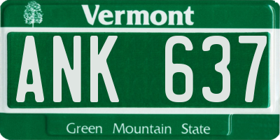 VT license plate ANK637