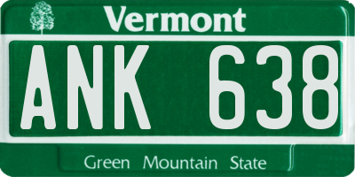 VT license plate ANK638