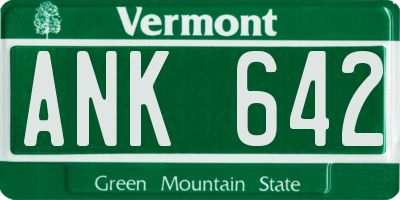 VT license plate ANK642