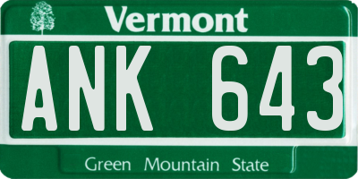 VT license plate ANK643
