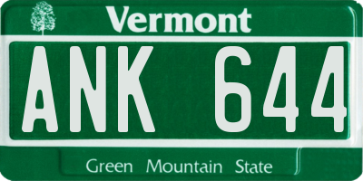 VT license plate ANK644