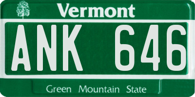VT license plate ANK646
