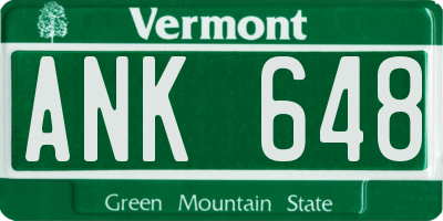VT license plate ANK648