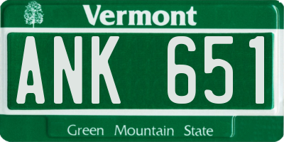 VT license plate ANK651