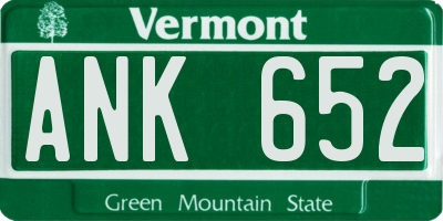 VT license plate ANK652
