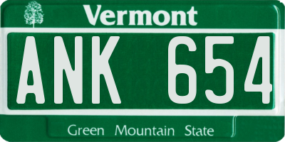 VT license plate ANK654