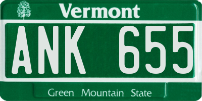 VT license plate ANK655
