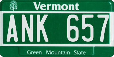 VT license plate ANK657