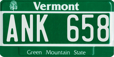 VT license plate ANK658