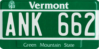 VT license plate ANK662