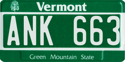 VT license plate ANK663