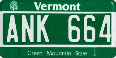 VT license plate ANK664