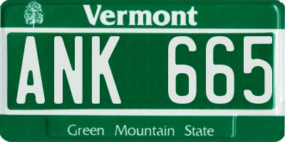 VT license plate ANK665