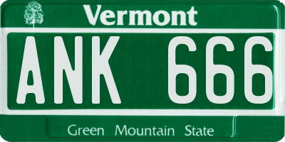 VT license plate ANK666