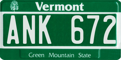 VT license plate ANK672