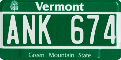 VT license plate ANK674