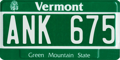 VT license plate ANK675