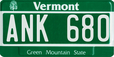 VT license plate ANK680