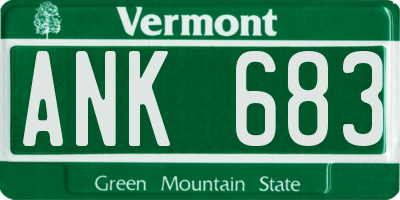 VT license plate ANK683