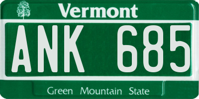 VT license plate ANK685
