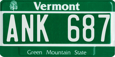 VT license plate ANK687