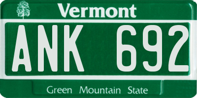 VT license plate ANK692