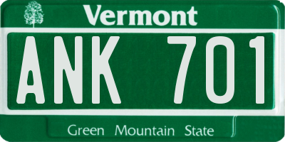 VT license plate ANK701