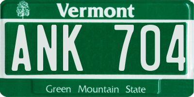 VT license plate ANK704