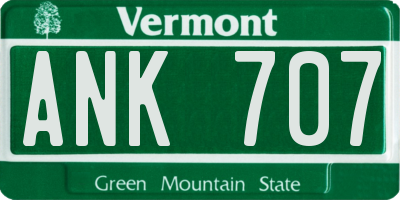 VT license plate ANK707