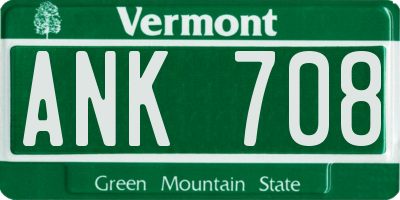 VT license plate ANK708