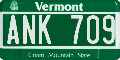 VT license plate ANK709