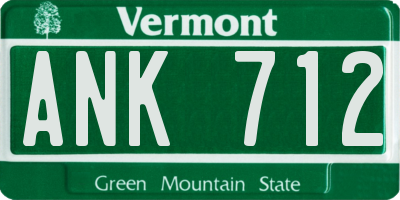 VT license plate ANK712