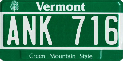 VT license plate ANK716