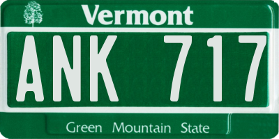 VT license plate ANK717