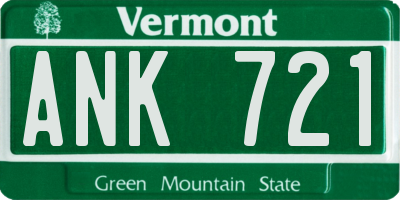 VT license plate ANK721