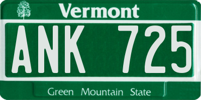 VT license plate ANK725
