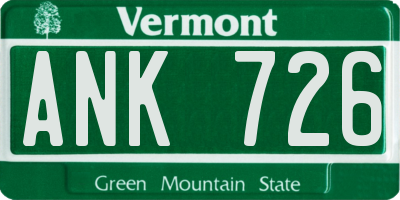 VT license plate ANK726