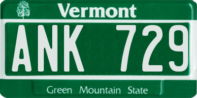 VT license plate ANK729