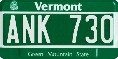 VT license plate ANK730