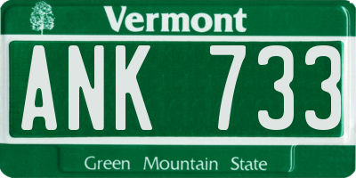 VT license plate ANK733