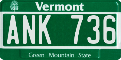 VT license plate ANK736