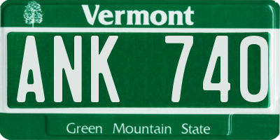 VT license plate ANK740