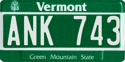 VT license plate ANK743