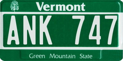 VT license plate ANK747