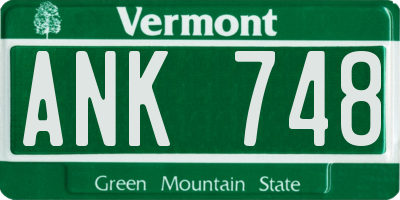 VT license plate ANK748