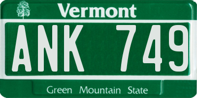 VT license plate ANK749