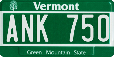 VT license plate ANK750