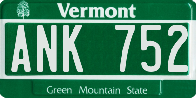 VT license plate ANK752