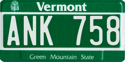 VT license plate ANK758